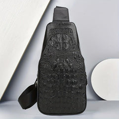 Men's Crocodile Pattern PU Leather Crossbody Bag