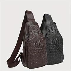 Men's Crocodile Pattern PU Leather Crossbody Bag