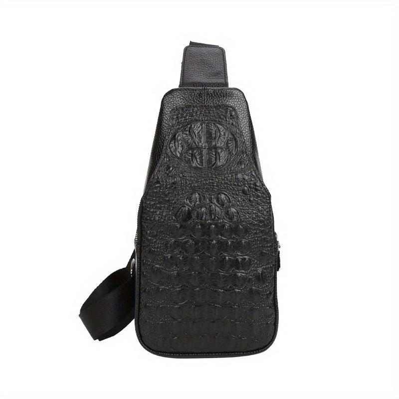 Men's Crocodile Pattern PU Leather Crossbody Bag
