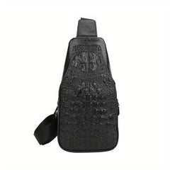 Men's Crocodile Pattern PU Leather Crossbody Bag