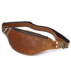 Men's Casual Leather Waist Bag Retro Crazy Horse Leather Shoulder Bag
