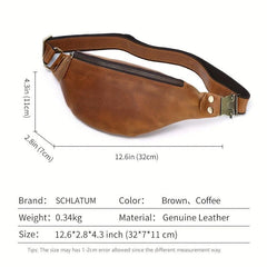Men's Casual Leather Waist Bag Retro Crazy Horse Leather Shoulder Bag