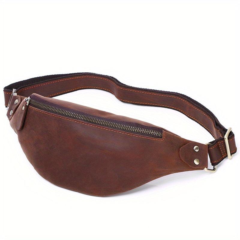 Men's Casual Leather Waist Bag Retro Crazy Horse Leather Shoulder Bag