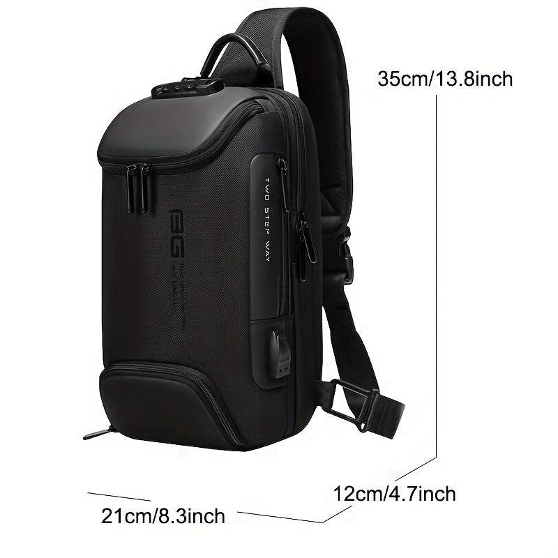 Men's Casual Large Capacity Chest Bag Waterproof Shoulder Crossbody Tablet Bag