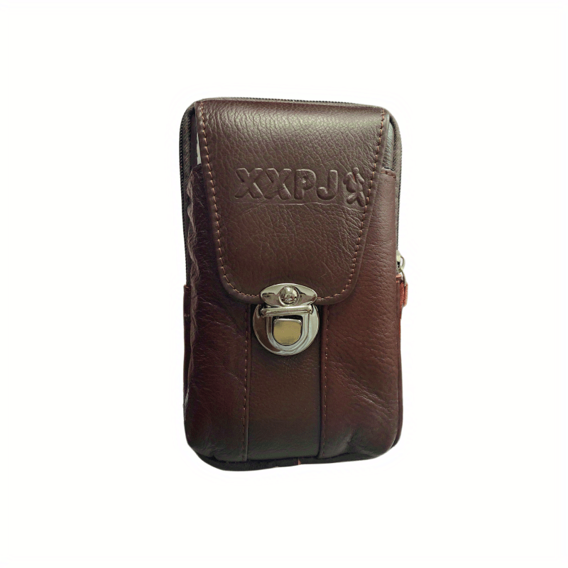 Men's Cowhide Phone Bag Vertical Waist Bag Coin Purse