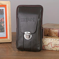 Men's Cowhide Phone Bag Vertical Waist Bag Coin Purse
