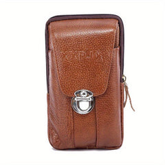 Men's Cowhide Phone Bag Vertical Waist Bag Coin Purse