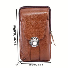 Men's Cowhide Phone Bag Vertical Waist Bag Coin Purse