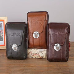 Men's Cowhide Phone Bag Vertical Waist Bag Coin Purse