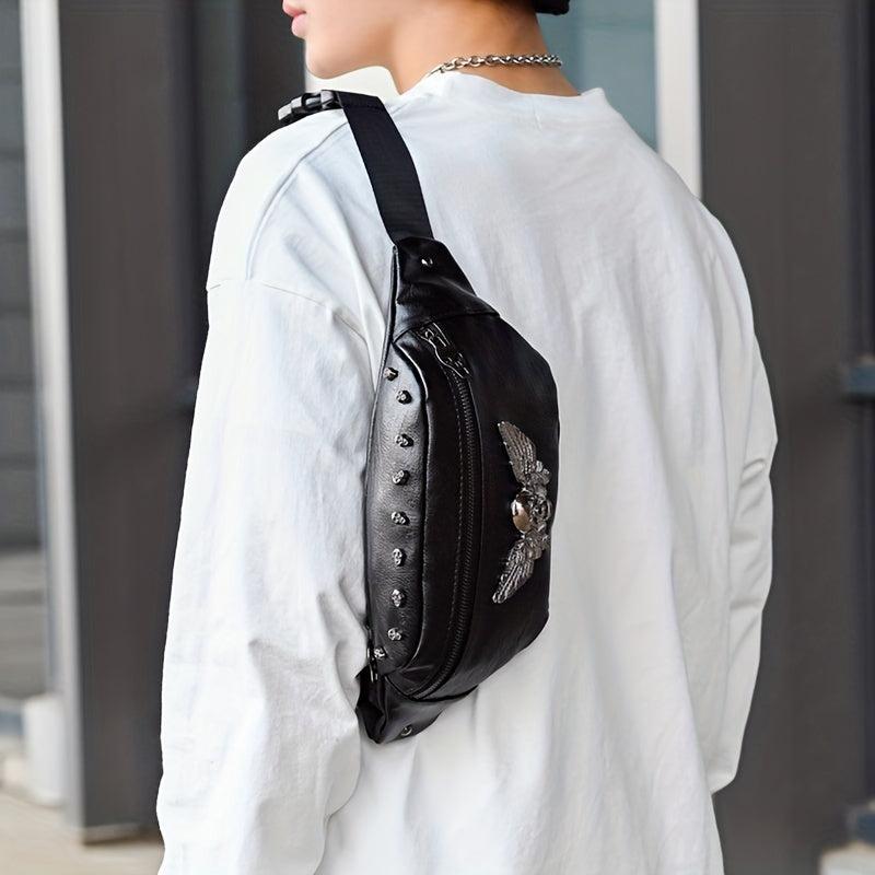Skull Wings Chest Bag Punk Style Fanny Bag