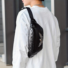 Skull Wings Chest Bag Punk Style Fanny Bag