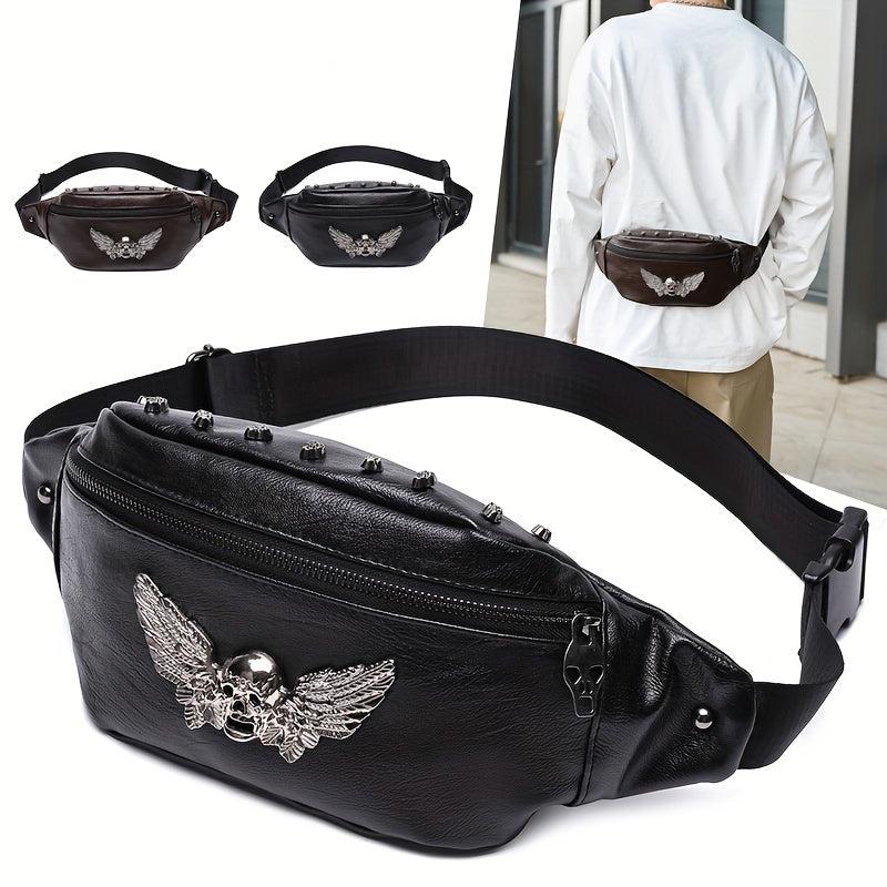 Skull Wings Chest Bag Punk Style Fanny Bag