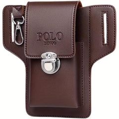 Men's Brown PU Leather Phone Waist Bag
