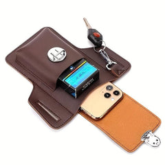 Men's Brown PU Leather Phone Waist Bag