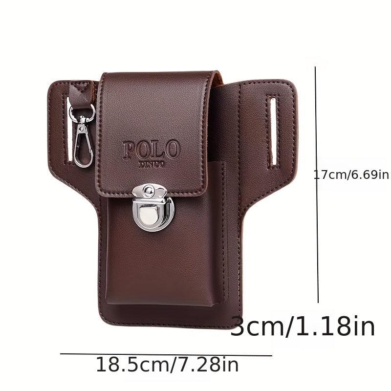 Men's Brown PU Leather Phone Waist Bag