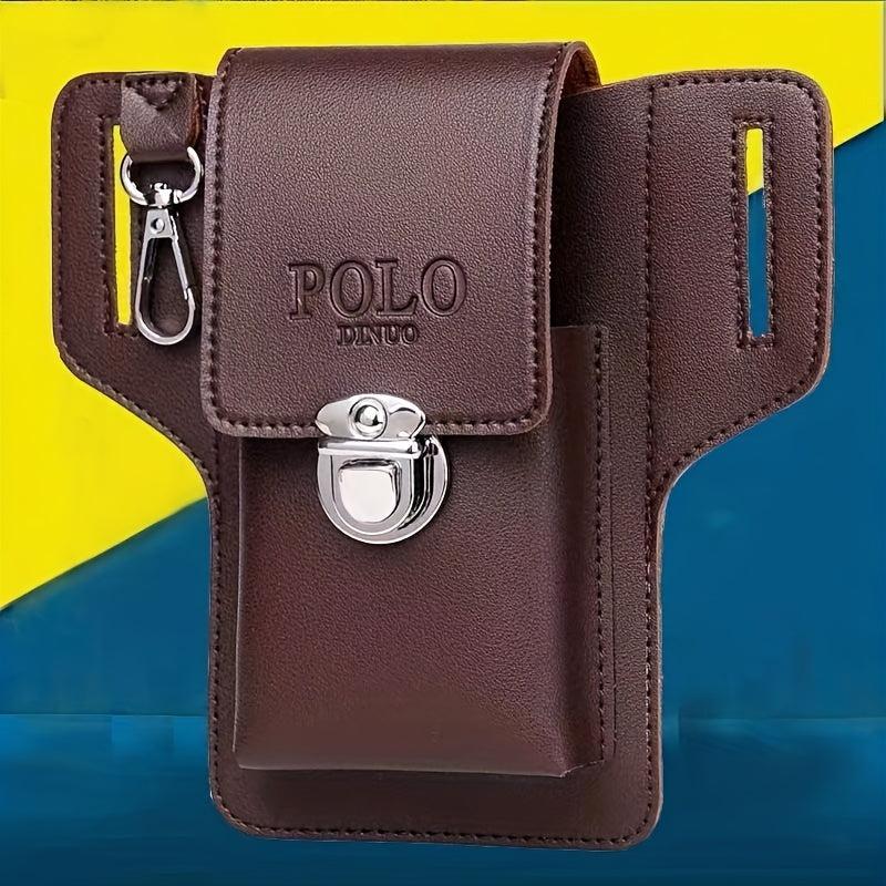 Men's Brown PU Leather Phone Waist Bag