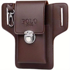 Men's Brown PU Leather Phone Waist Bag
