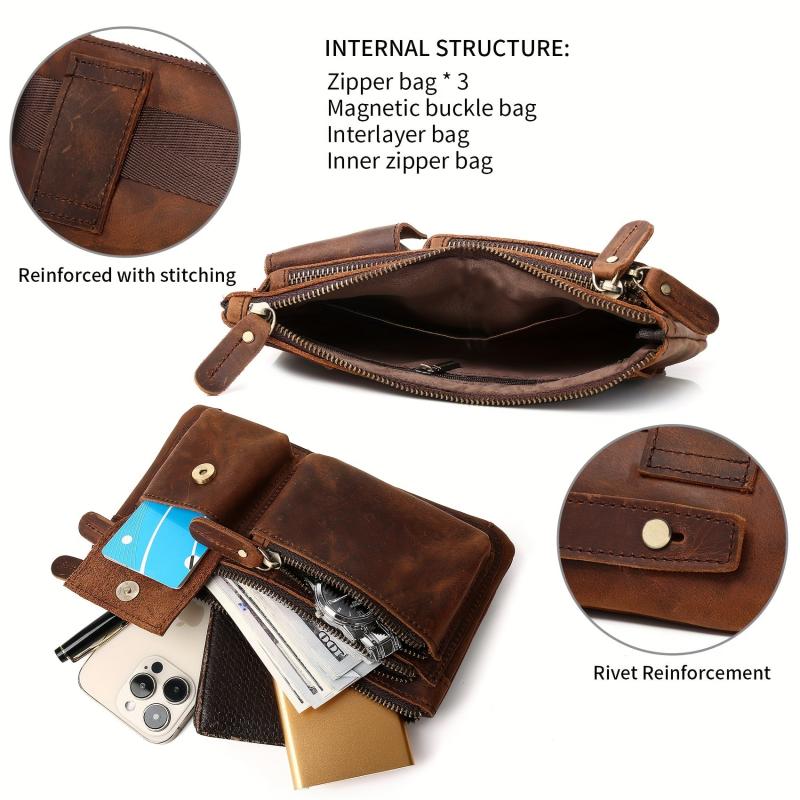 Vintage Leather Waist Bag Slim Mobile Phone Crossbody Bag