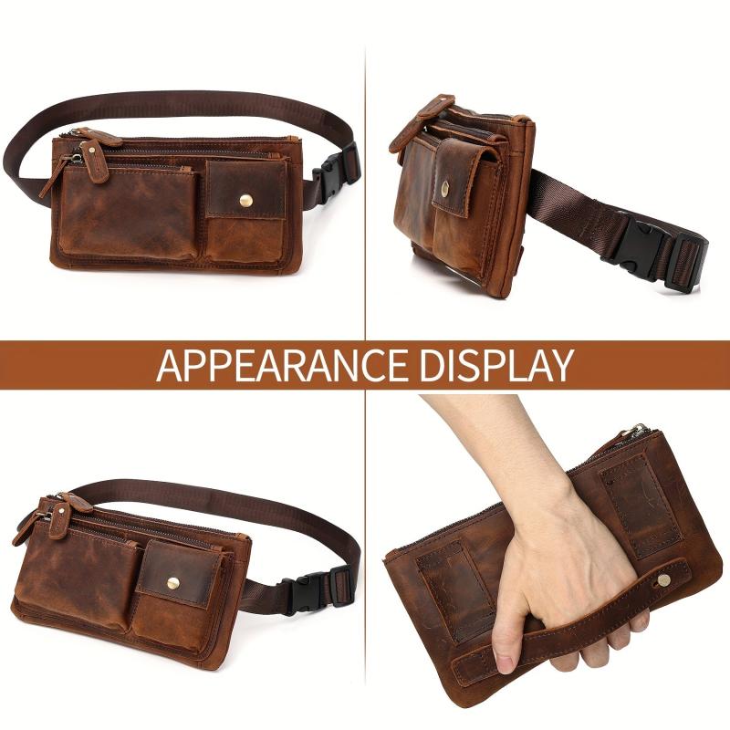 Vintage Leather Waist Bag Slim Mobile Phone Crossbody Bag