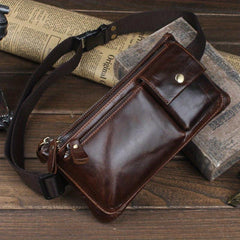 Vintage Leather Waist Bag Slim Mobile Phone Crossbody Bag
