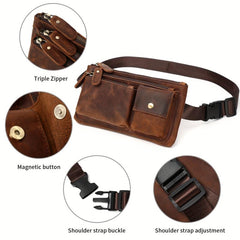 Vintage Leather Waist Bag Slim Mobile Phone Crossbody Bag