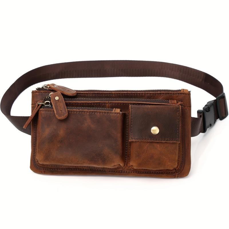 Vintage Leather Waist Bag Slim Mobile Phone Crossbody Bag