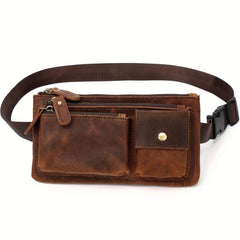 Vintage Leather Waist Bag Slim Mobile Phone Crossbody Bag