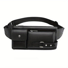 Men's Solid PU Waist Bag Fanny Pack Crossbody Phone Bag