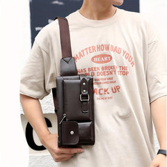 Men's Solid PU Waist Bag Fanny Pack Crossbody Phone Bag