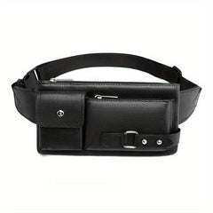Men's Solid PU Waist Bag Fanny Pack Crossbody Phone Bag