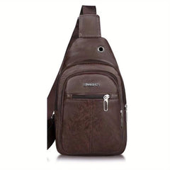 Men's Casual Crossbody Bag With Earphone Hole Multifunctional Shoulder Bag