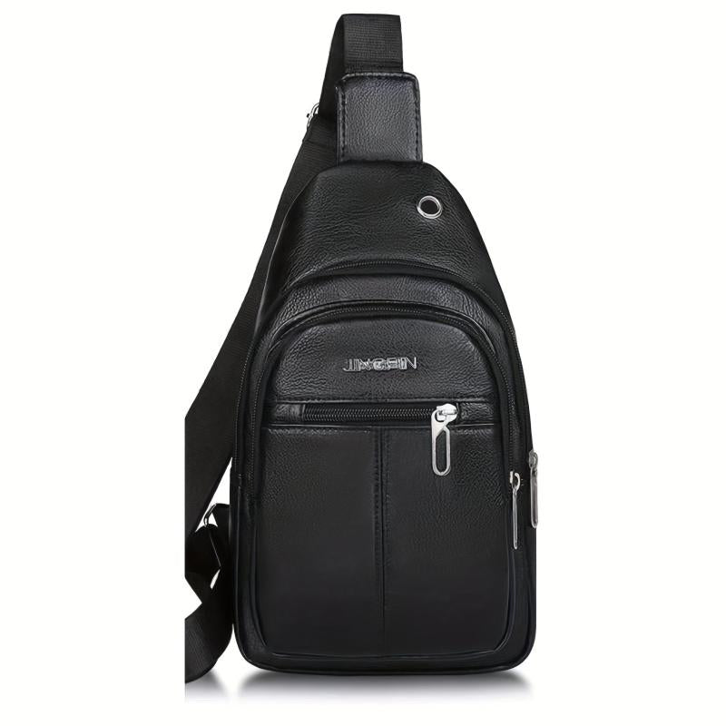 Men's Casual Crossbody Bag With Earphone Hole Multifunctional Shoulder Bag