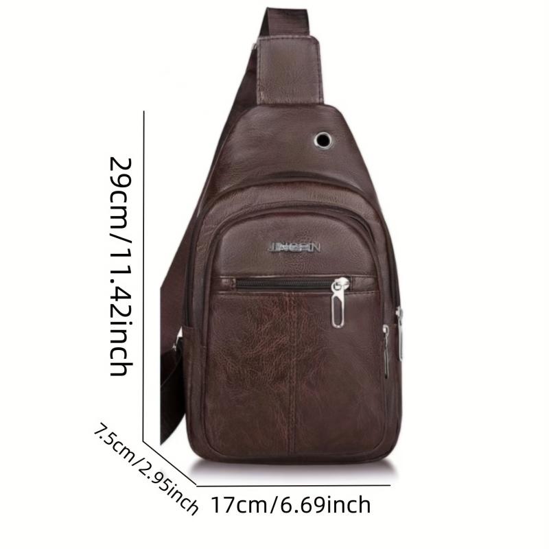 Men's Casual Crossbody Bag With Earphone Hole Multifunctional Shoulder Bag