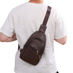 Men's Casual Crossbody Bag With Earphone Hole Multifunctional Shoulder Bag