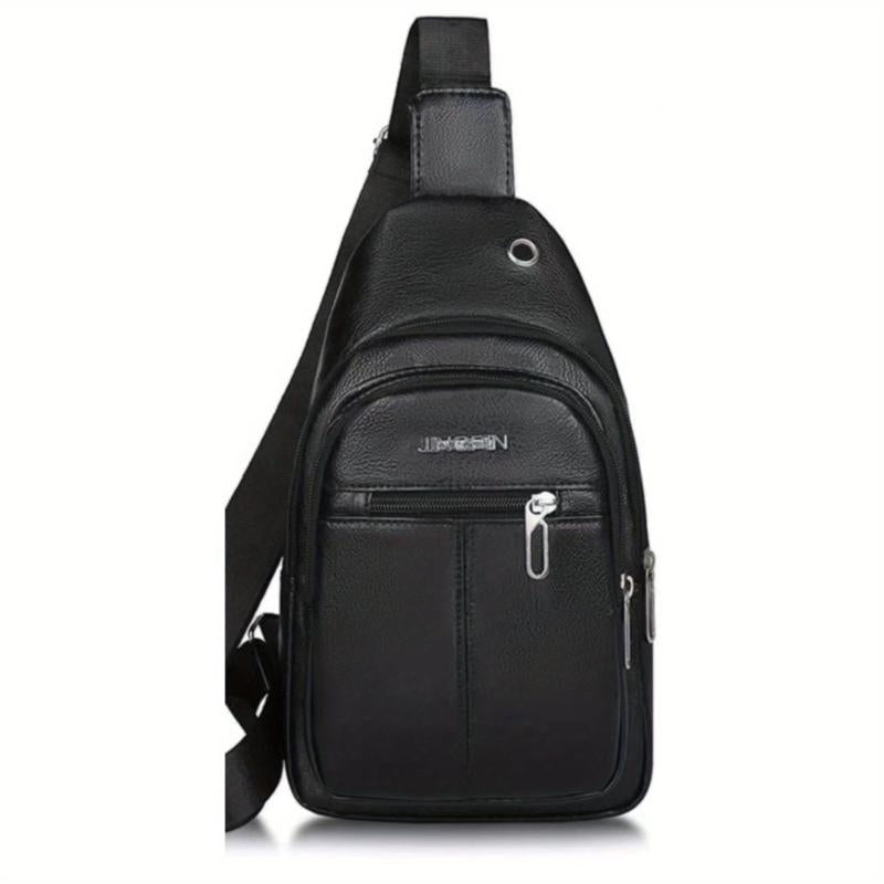 Men's Casual Crossbody Bag With Earphone Hole Multifunctional Shoulder Bag