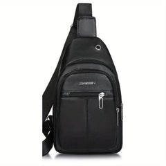 Men's Casual Crossbody Bag With Earphone Hole Multifunctional Shoulder Bag