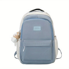 Colorblock Nylon Backpack Student School Bag Women's Travel Bookbag