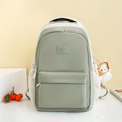 Colorblock Nylon Backpack Student School Bag Women's Travel Bookbag