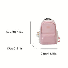 Colorblock Nylon Backpack Student School Bag Women's Travel Bookbag