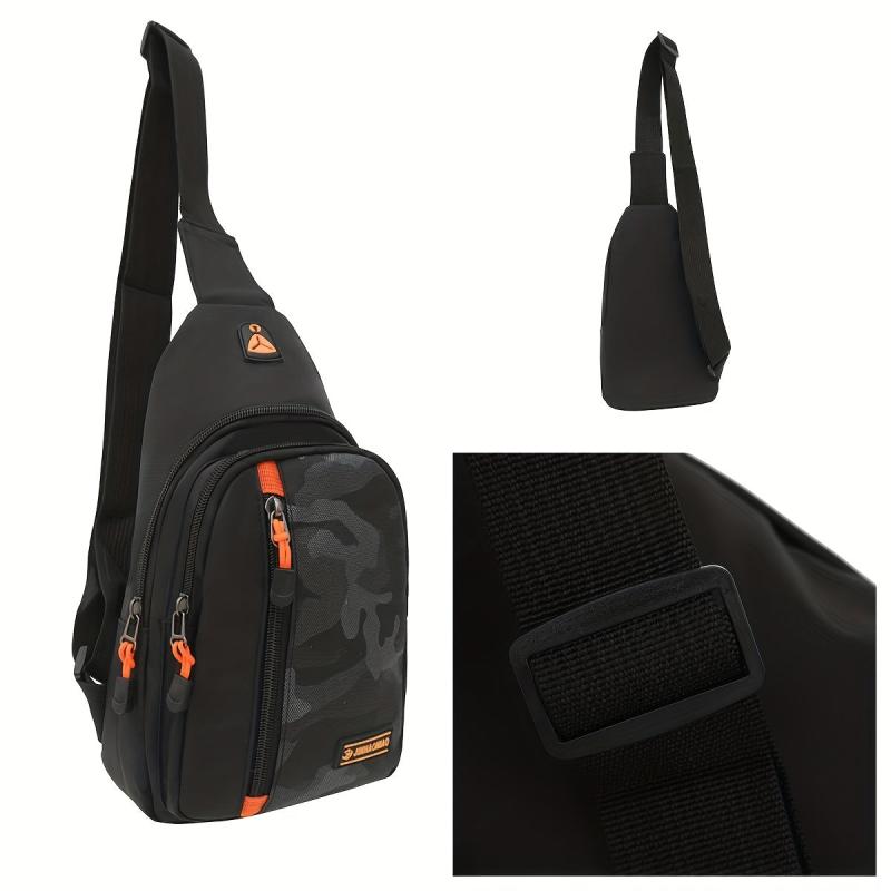 Men's Nylon Chest Bag With Earphone Hole for Outdoor Sports