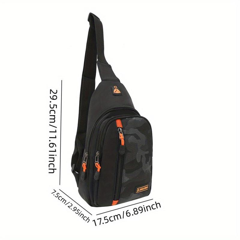 Men's Nylon Chest Bag With Earphone Hole for Outdoor Sports