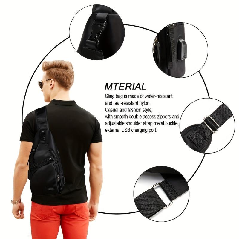 Men Sling Bag Water Resistant Shoulder Chest Crossbody Bags Sling Backpack