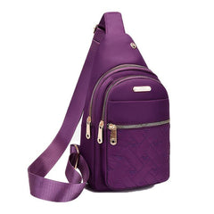 Heart Pattern Embroidery Nylon Chest Bag Quilted Diagonal Bag