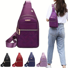 Heart Pattern Embroidery Nylon Chest Bag Quilted Diagonal Bag