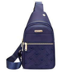 Heart Pattern Embroidery Nylon Chest Bag Quilted Diagonal Bag