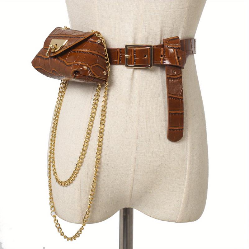 Chain Decor Waist Bag Small Mini Belt Waist Bag
