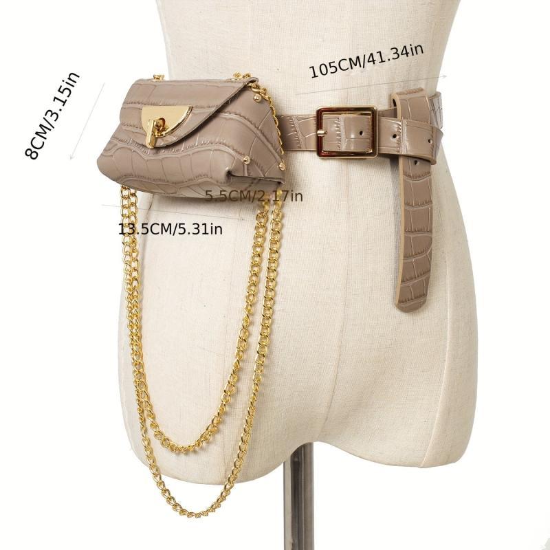 Chain Decor Waist Bag Small Mini Belt Waist Bag