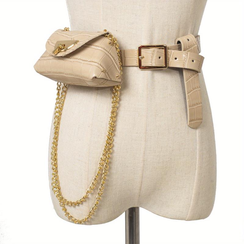 Chain Decor Waist Bag Small Mini Belt Waist Bag