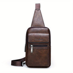 Men's Casual PU Leather Chest Bags Large Crossbody Bag