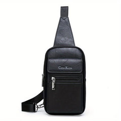 Men's Casual PU Leather Chest Bags Large Crossbody Bag